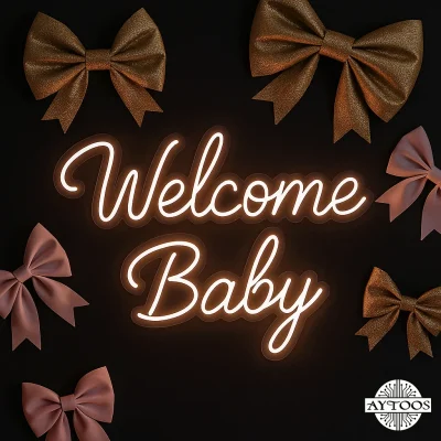 تابلو نئون Welcome Baby برای جشن سیسمونی و دکور اتاق کودک