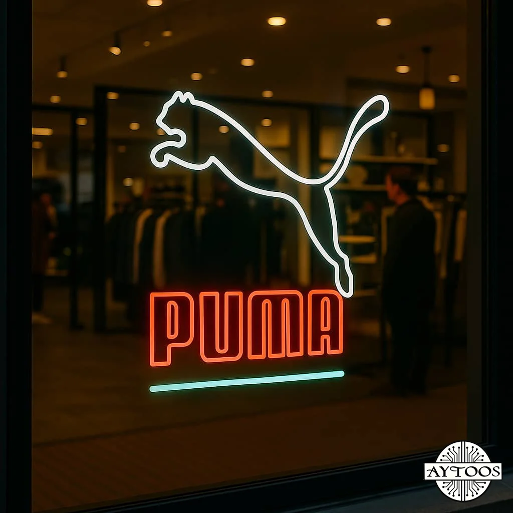 brands neon 1 تابلو نئونی لوگو Puma (پوما) – مناسب فروشگاه کفش ورزشی و دکور بوتیک