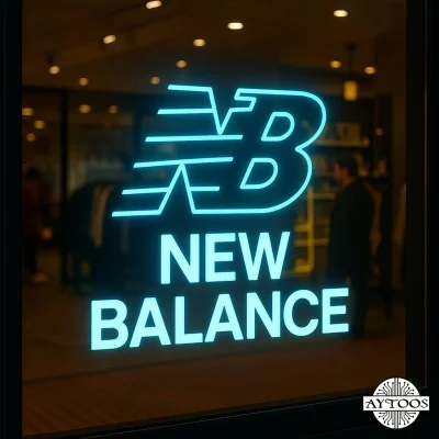 تابلو نئونی لوگو New Balance (نیو بالانس) با رنگ‌های متنوع – دکور ورزشی مدرن