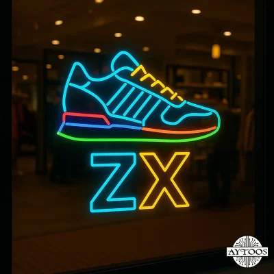 تابلو نئون کفش ZX؛ مناسب ویترین فروشگاه کفش و اسنیکرز