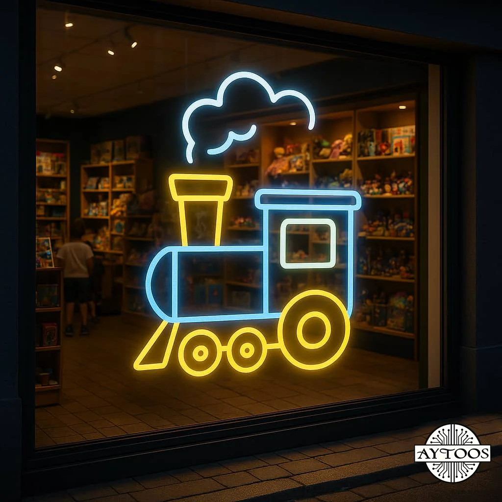 play tool neon 3 تابلو نئونی اسباب بازی طرح قطار کودکانه